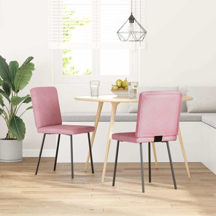 vidaXL Eetkamerstoelen 2 st fluweel roze afbeelding 1