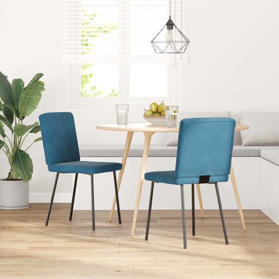vidaXL Eetkamerstoelen 2 st fluweel blauw vidaXL Eetkamerstoelen 2 st fluweel blauw afbeelding 1