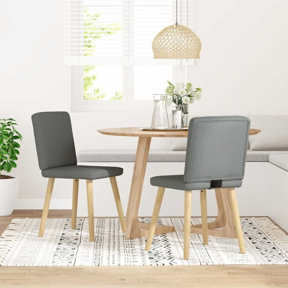 vidaXL Eetkamerstoelen 2 st stof donkergrijs afbeelding 1