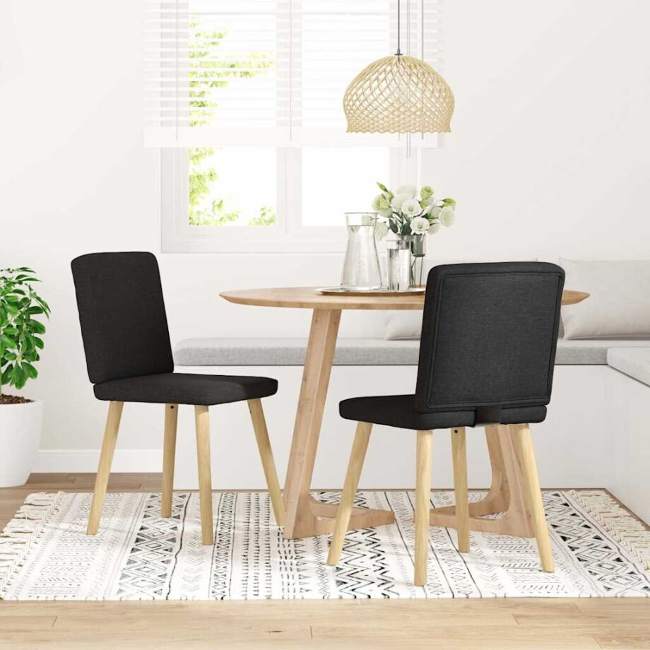 vidaXL Eetkamerstoelen 2 st stof zwart afbeelding 1