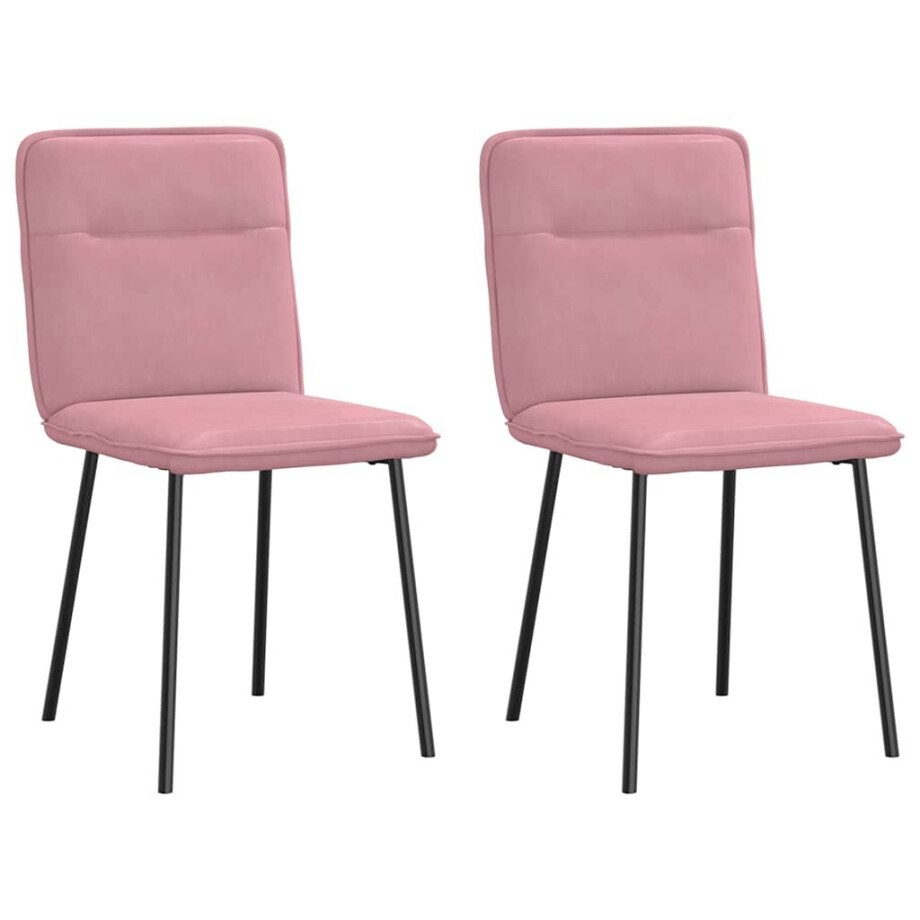 vidaXL Eetkamerstoelen 2 st fluweel roze afbeelding 1