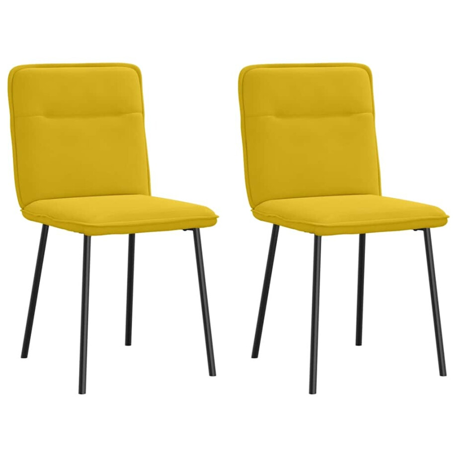 vidaXL Eetkamerstoelen 2 st fluweel geel vidaXL Eetkamerstoelen 2 st fluweel geel afbeelding 1