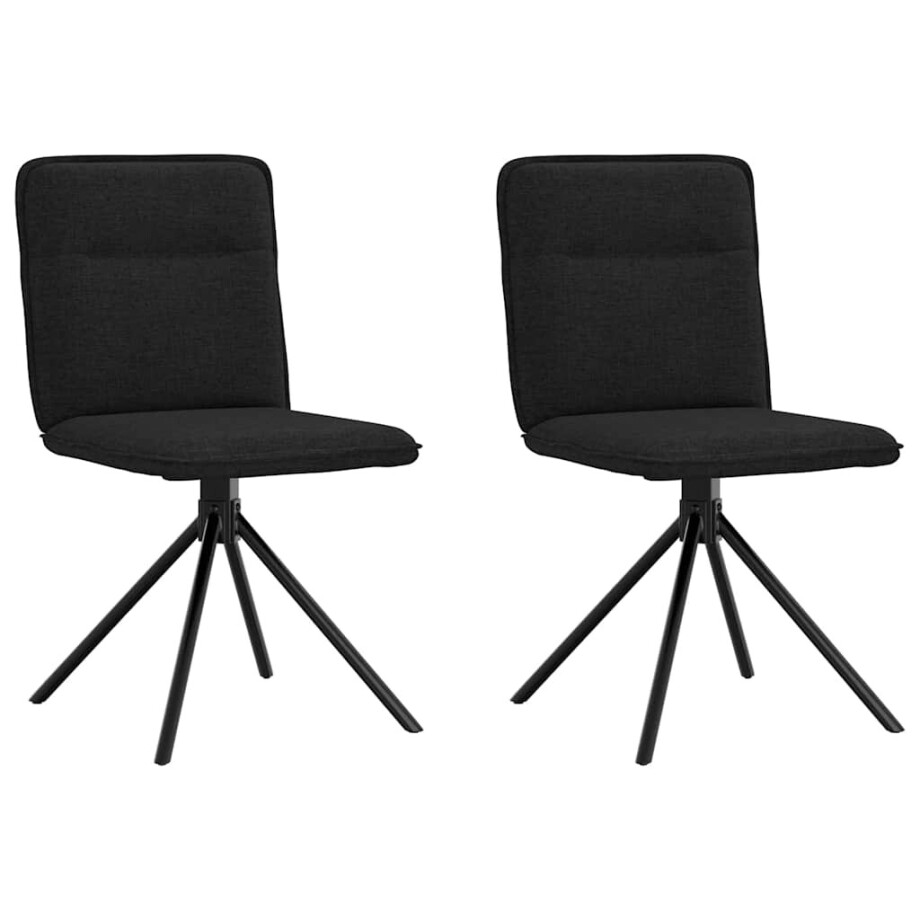 vidaXL Eetkamerstoelen 2 st stof zwart vidaXL Eetkamerstoelen 2 st stof zwart afbeelding 1