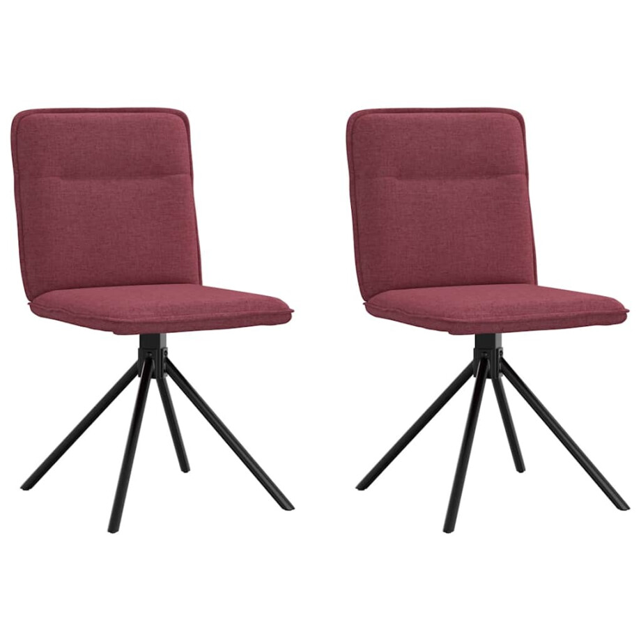 vidaXL Eetkamerstoelen 2 st stof wijnrood vidaXL Eetkamerstoelen 2 st stof wijnrood afbeelding 1