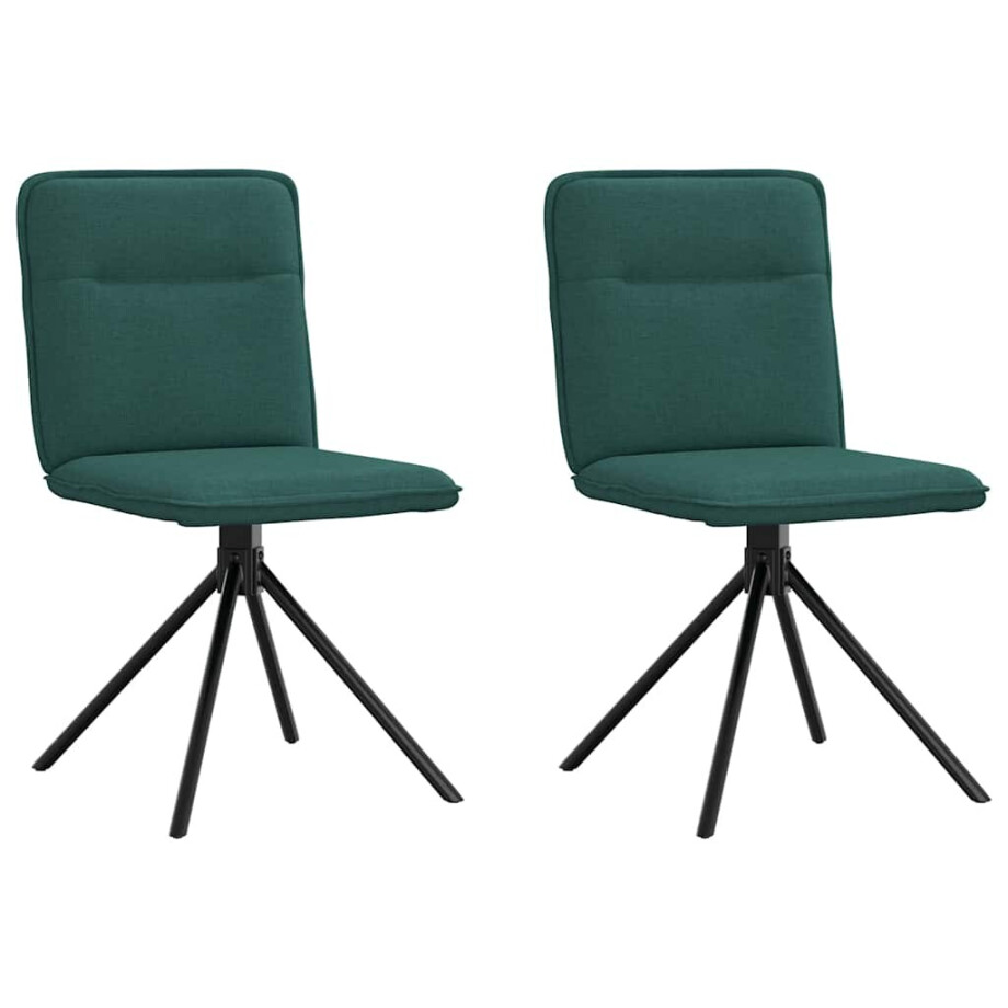 vidaXL Eetkamerstoelen 2 st stof donkergroen vidaXL Eetkamerstoelen 2 st stof donkergroen afbeelding 1