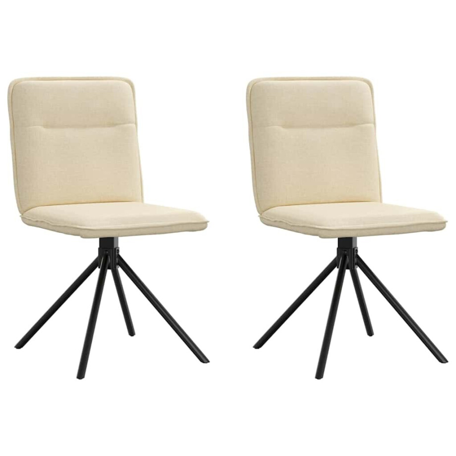 vidaXL Eetkamerstoelen 2 st stof crèmekleurig afbeelding 1