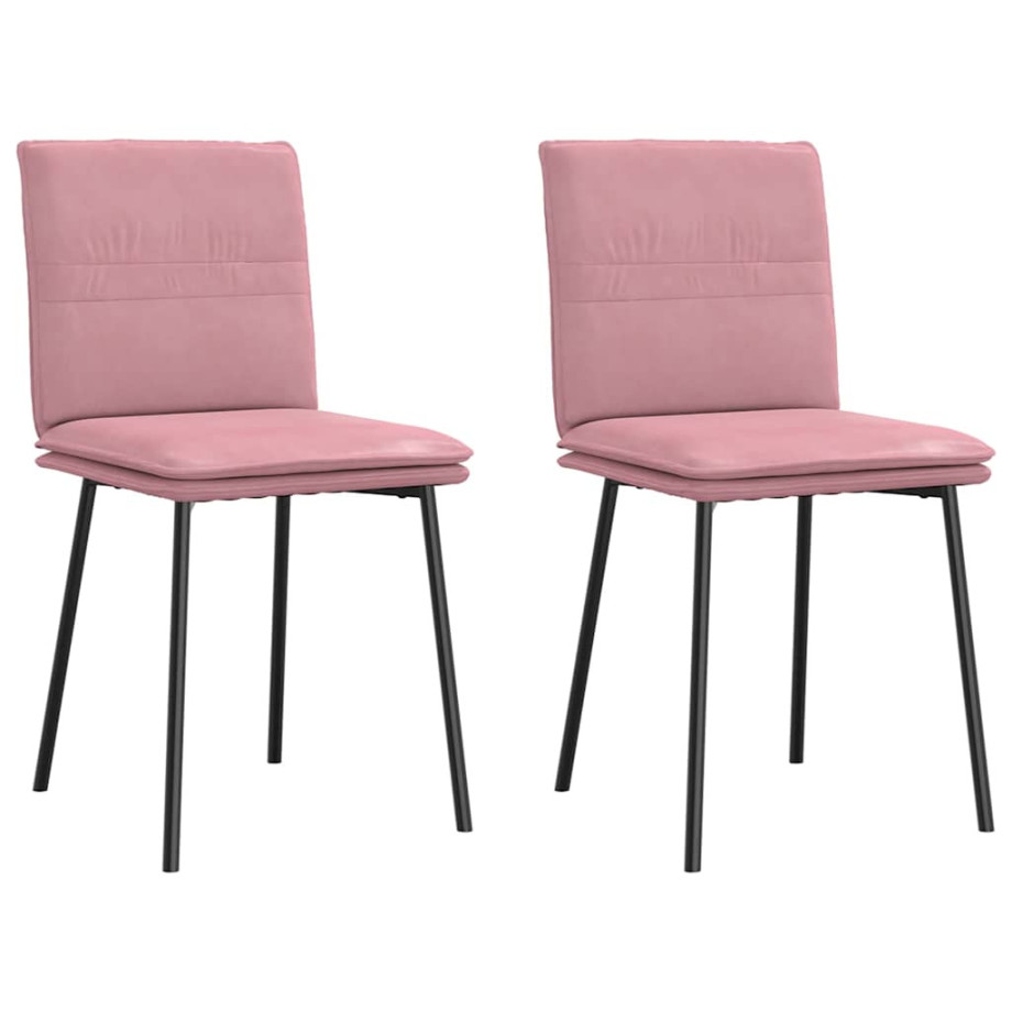 vidaXL Eetkamerstoelen 2 st fluweel roze afbeelding 1