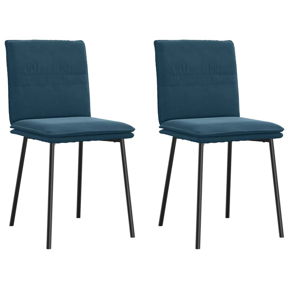 vidaXL Eetkamerstoelen 2 st fluweel blauw vidaXL Eetkamerstoelen 2 st fluweel blauw afbeelding 1