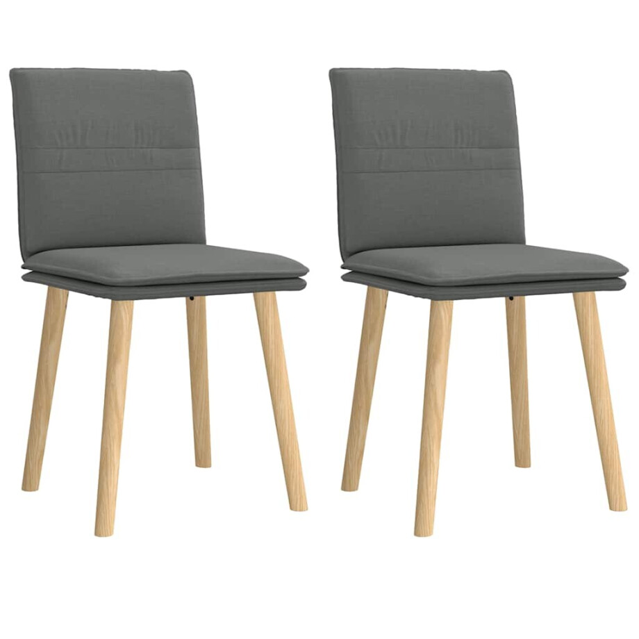 vidaXL Eetkamerstoelen 2 st stof donkergrijs vidaXL Eetkamerstoelen 2 st stof donkergrijs afbeelding 1