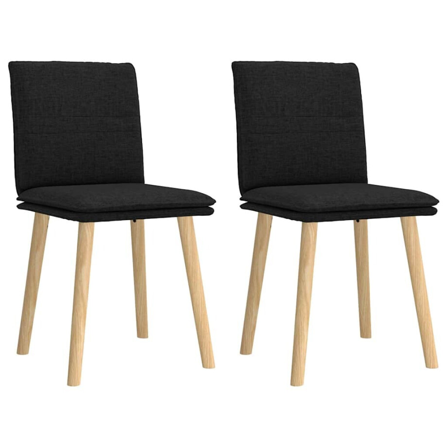 vidaXL Eetkamerstoelen 2 st stof zwart vidaXL Eetkamerstoelen 2 st stof zwart afbeelding 1