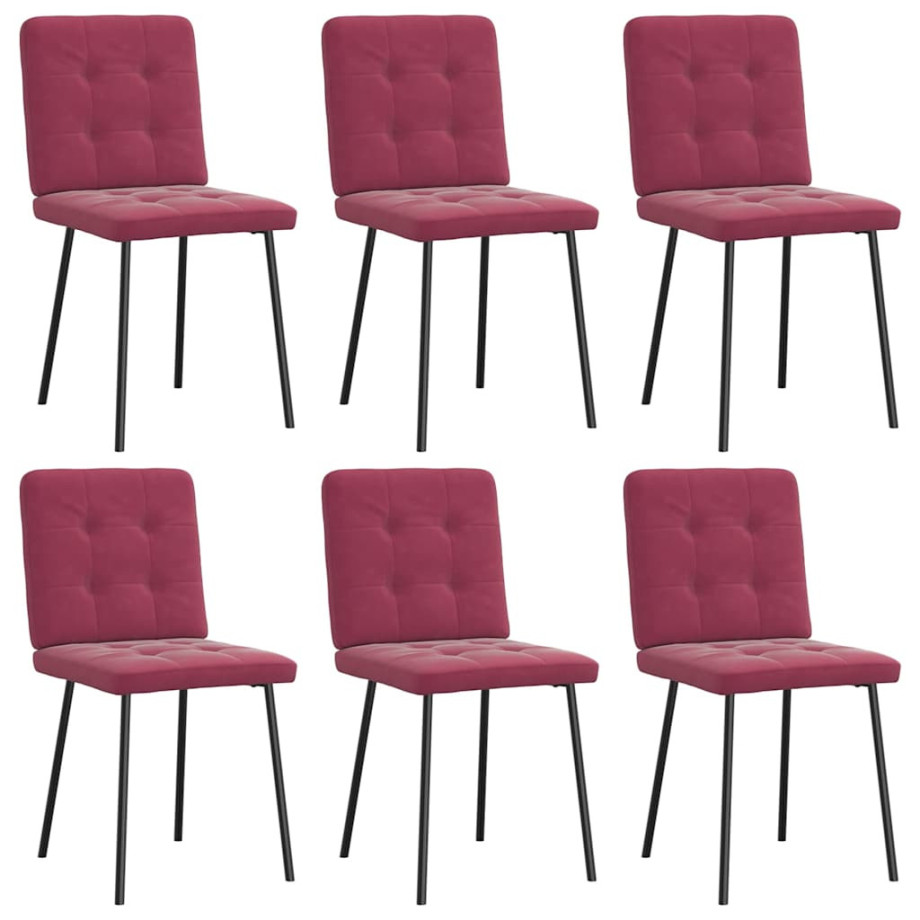 vidaXL Eetkamerstoelen 2 st stof wijnrood afbeelding 1