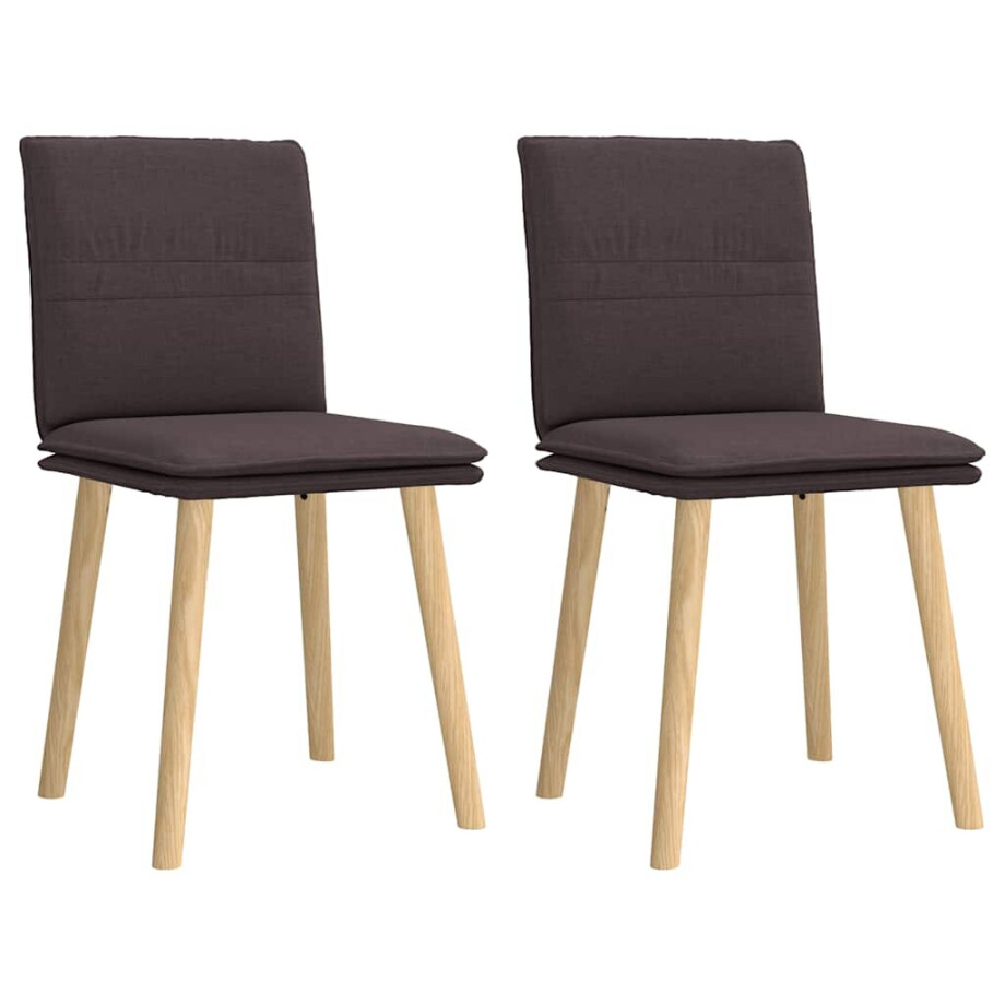 vidaXL Eetkamerstoelen 2 st stof donkerbruin vidaXL Eetkamerstoelen 2 st stof donkerbruin afbeelding 1