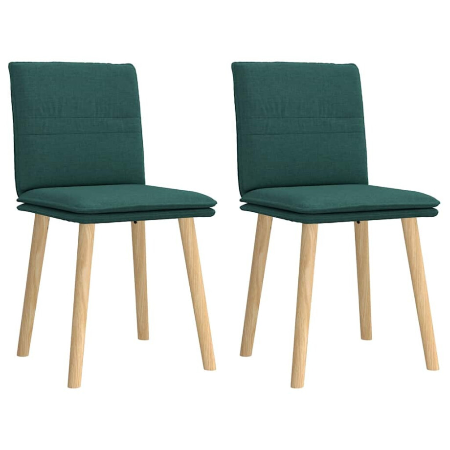 vidaXL Eetkamerstoelen 2 st stof donkergroen vidaXL Eetkamerstoelen 2 st stof donkergroen afbeelding 1