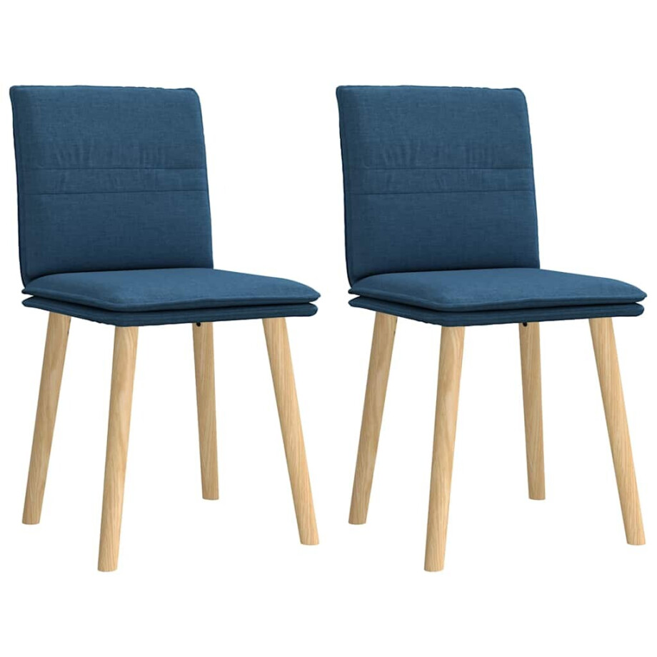 vidaXL Eetkamerstoelen 2 st stof blauw vidaXL Eetkamerstoelen 2 st stof blauw afbeelding 1