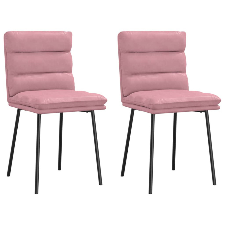 vidaXL Eetkamerstoelen 2 st fluweel roze afbeelding 1