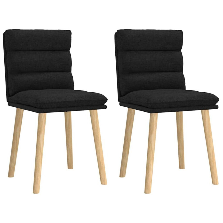 vidaXL Eetkamerstoelen 2 st stof zwart vidaXL Eetkamerstoelen 2 st stof zwart afbeelding 1