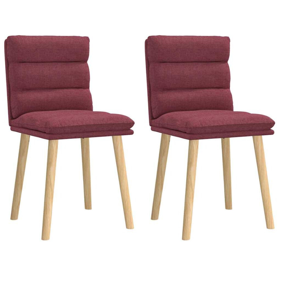 vidaXL Eetkamerstoelen 2 st stof wijnrood afbeelding 1