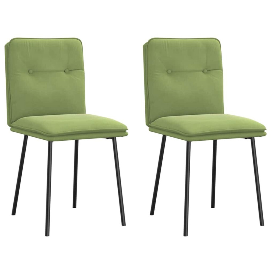 vidaXL Eetkamerstoelen 2 st fluweel lichtgroen afbeelding 1