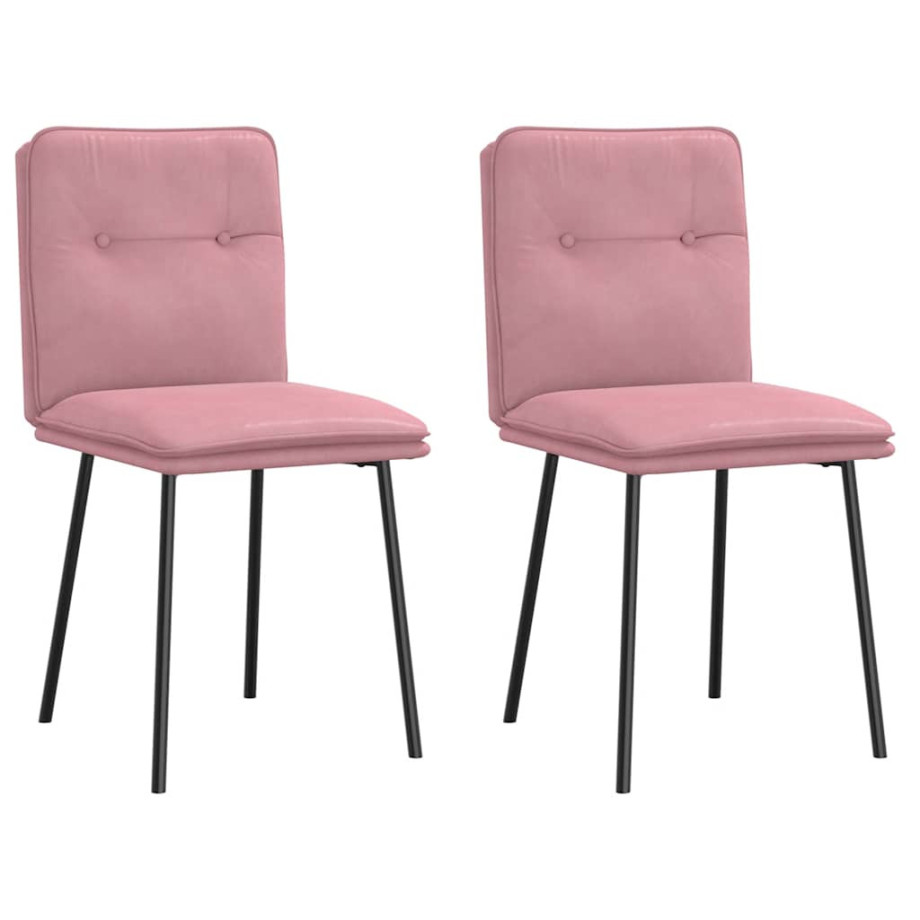 vidaXL Eetkamerstoelen 2 st fluweel roze afbeelding 1