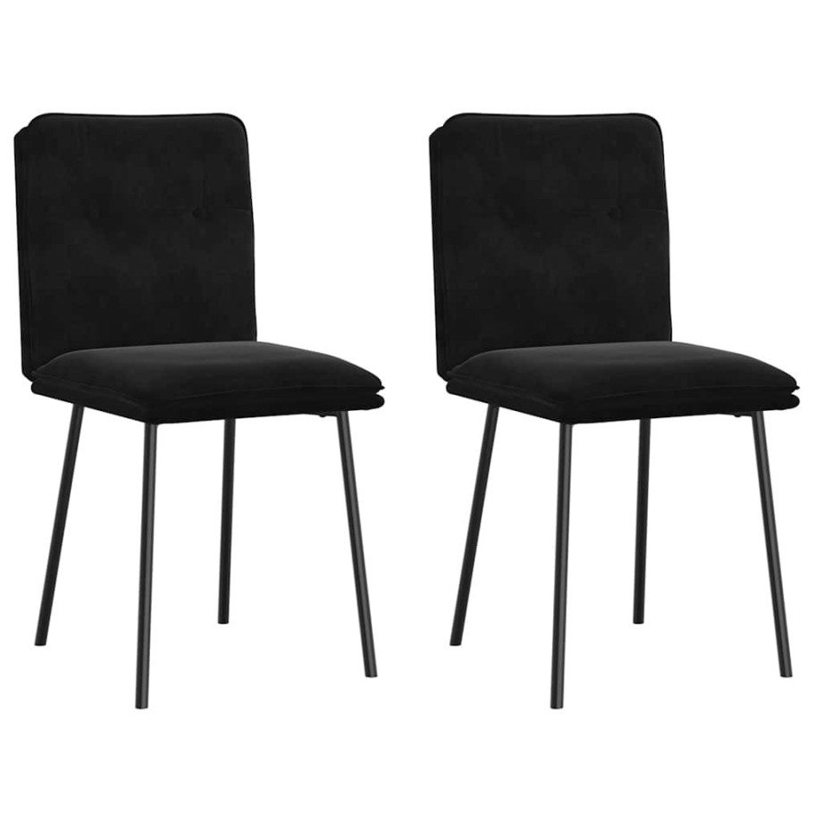 vidaXL Eetkamerstoelen 2 st fluweel zwart afbeelding 1