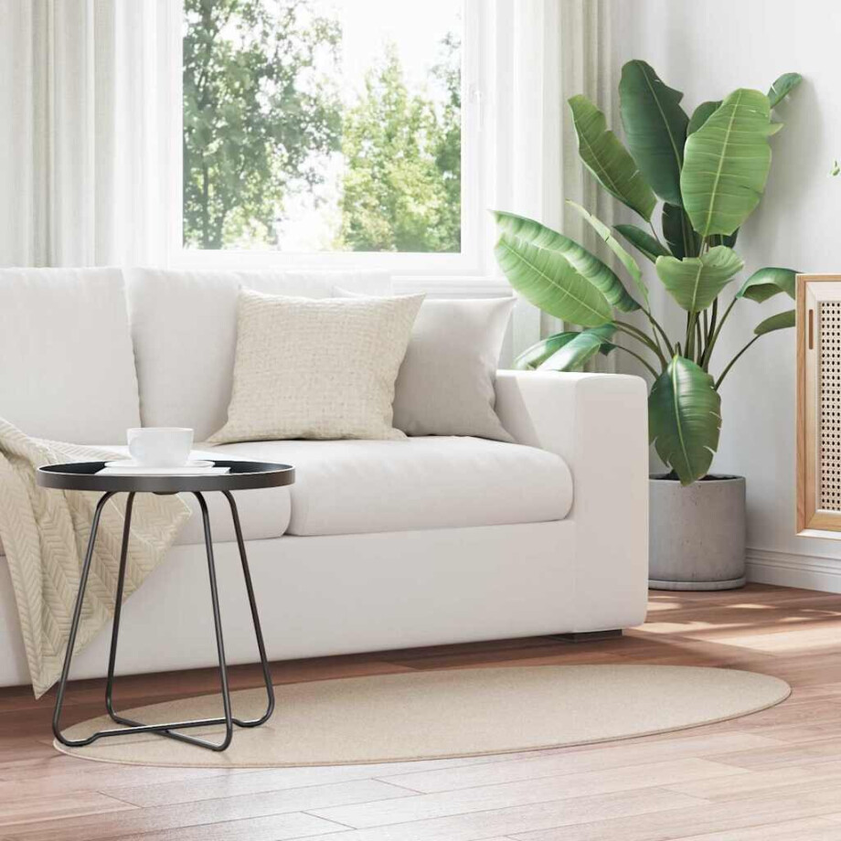 vidaXL Vloerkleden Ovaal HUARTE Beige 80 x 150 cm 100% Polyester afbeelding 1