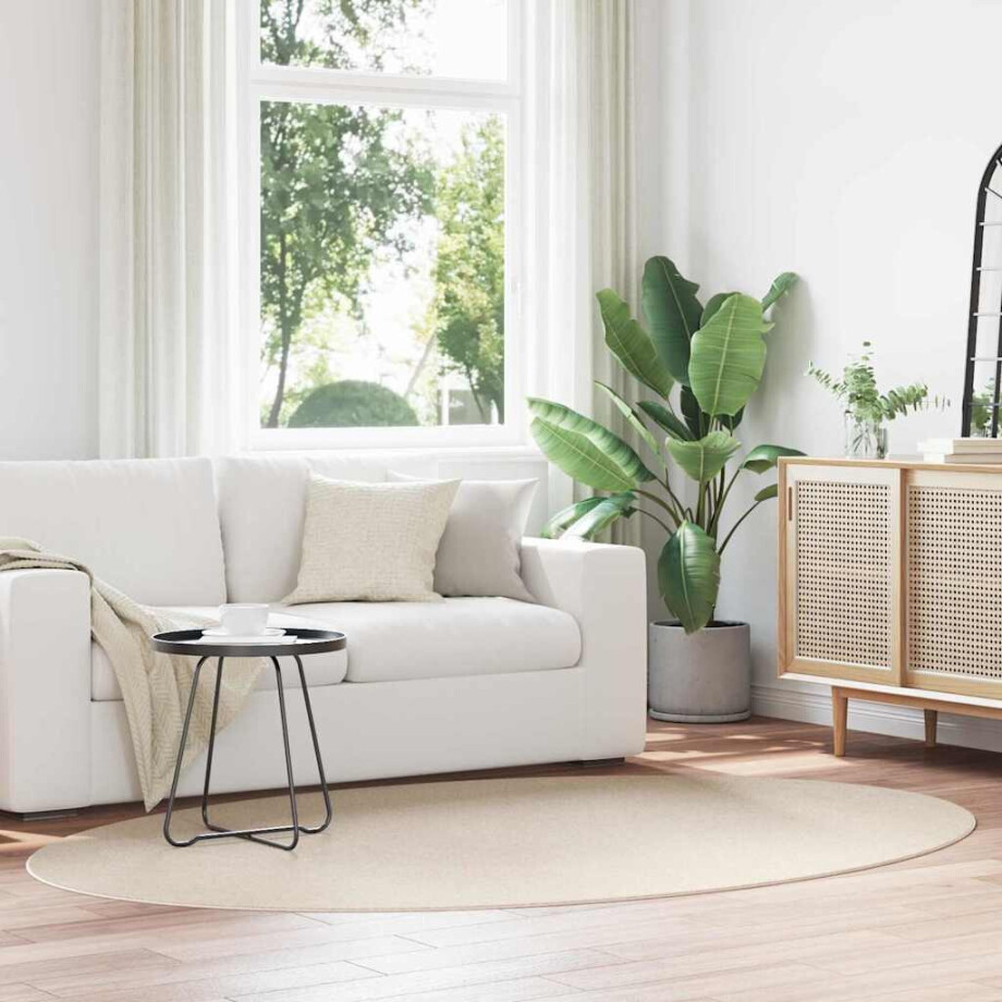 vidaXL Vloerkleden Ovaal HUARTE Beige 160 x 230 cm 100% Polyester afbeelding 1