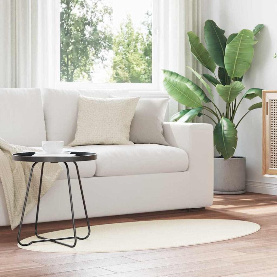 vidaXL Vloerkleden Ovaal HUARTE Crème 80 x 150 cm 100% Polyester afbeelding 1