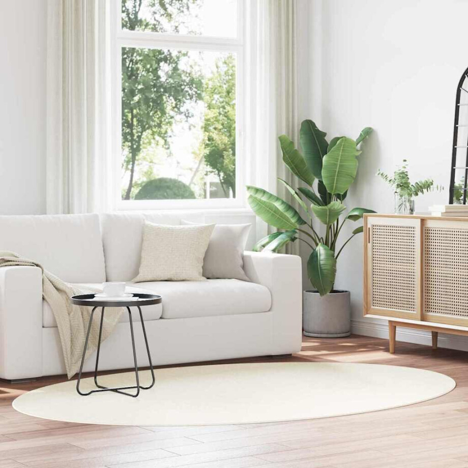 vidaXL Vloerkleden Ovaal HUARTE Crème 160 x 230 cm 100% Polyester vidaXL Vloerkleden Ovaal HUARTE Crème 160 x 230 cm 100% Polyester afbeelding 1