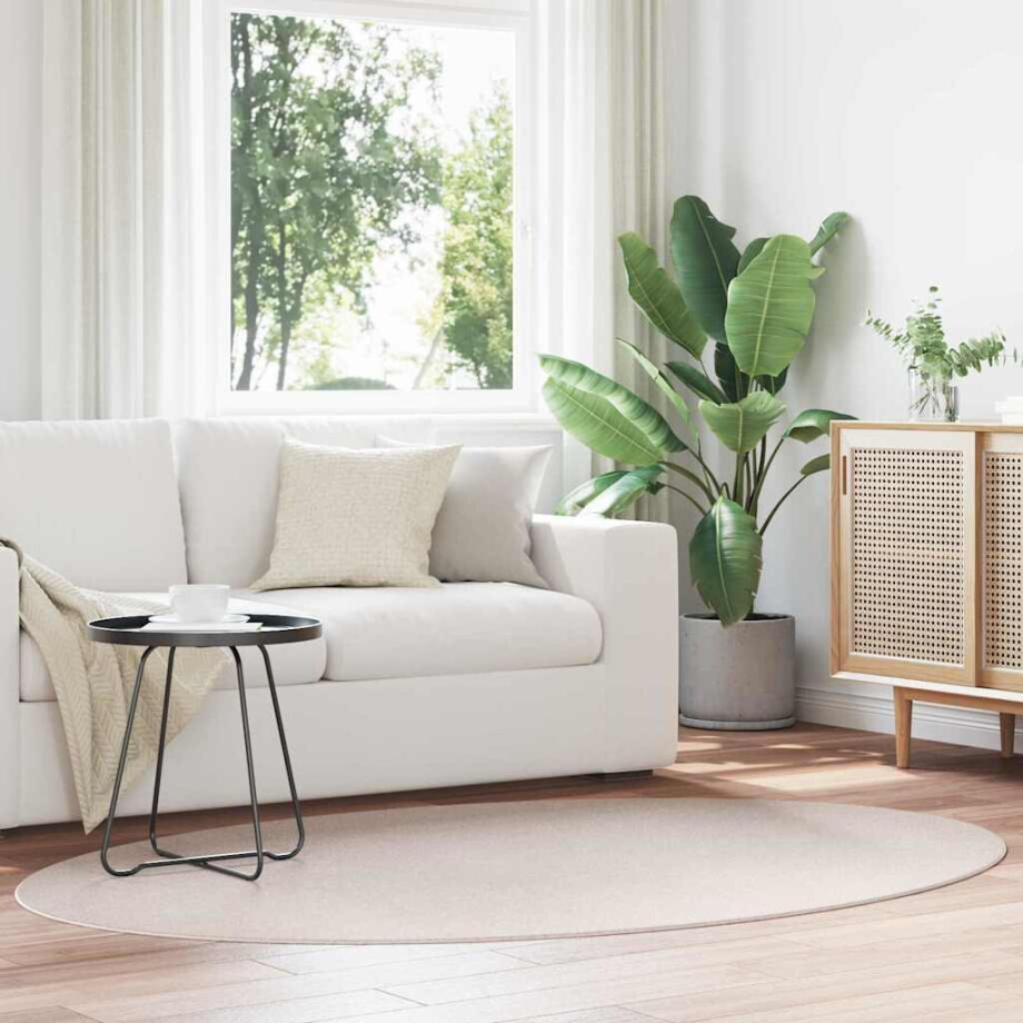 vidaXL Vloerkleden Ovaal HUARTE Zand 170 x 120 cm 100% Polyester afbeelding 1