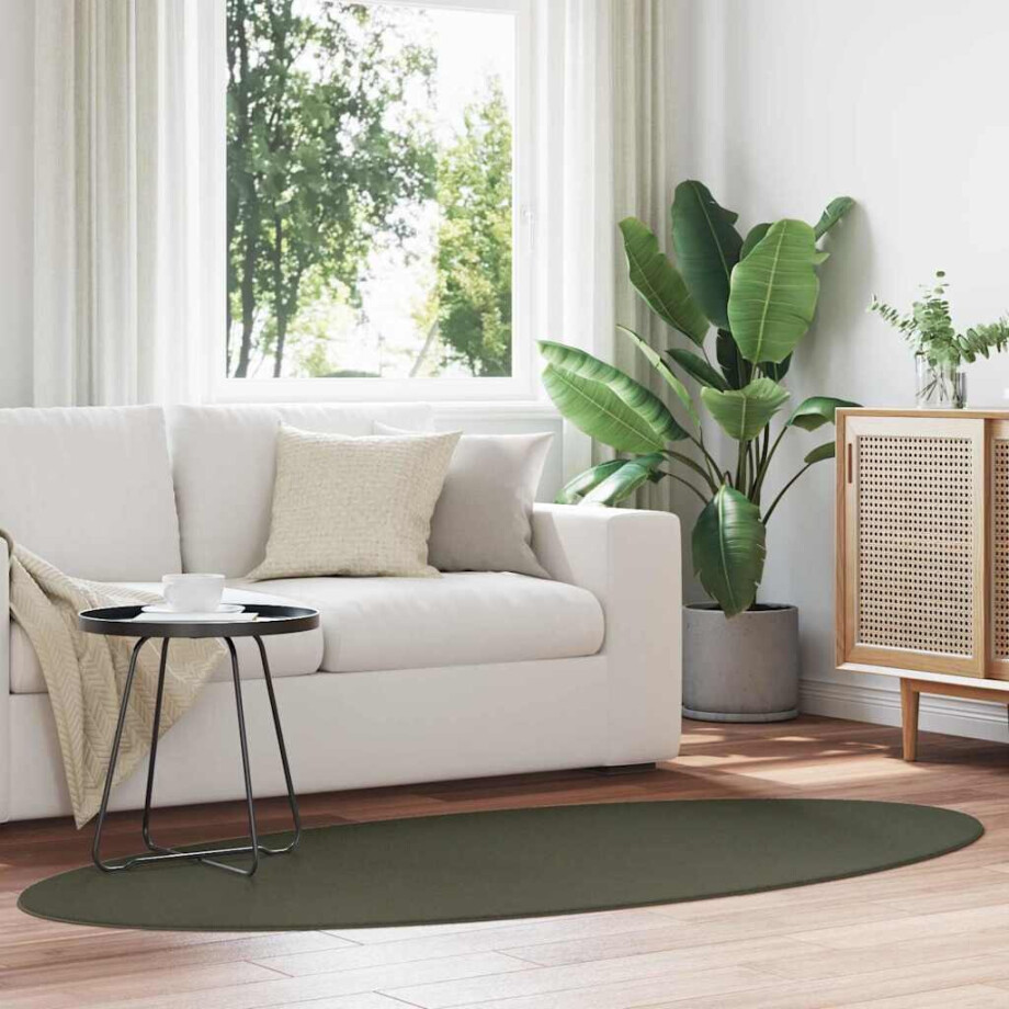 vidaXL Vloerkleden Ovaal HUARTE Bosgroen 100 x 200 cm 100% Polyester afbeelding 1