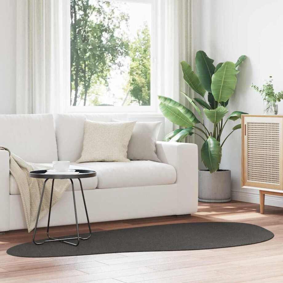 vidaXL Tapijt HUARTE Antraciet 100 x 200 cm Polyester afbeelding 1