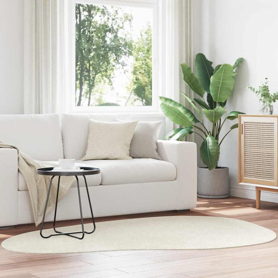vidaXL Vloerkleden HUARTE Crème 140 x 200 cm Polyester afbeelding 1