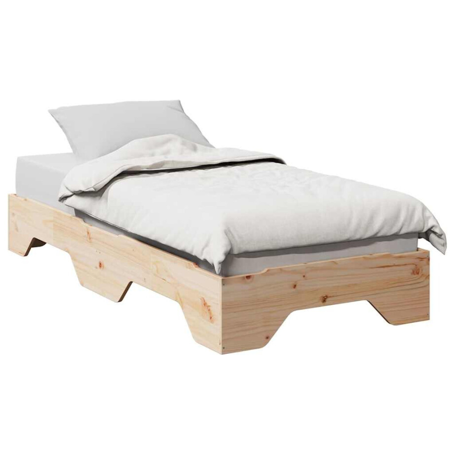 vidaXL Bedframe zonder matras stapelbaar 75x190 cm massief hout afbeelding 1