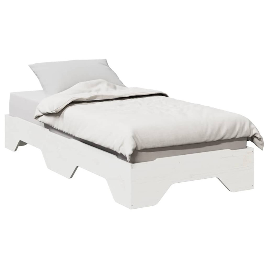 vidaXL Bedframe zonder matras stapelbaar 75x190 cm massief hout wit vidaXL Bedframe zonder matras stapelbaar 75x190 cm massief hout wit afbeelding 1