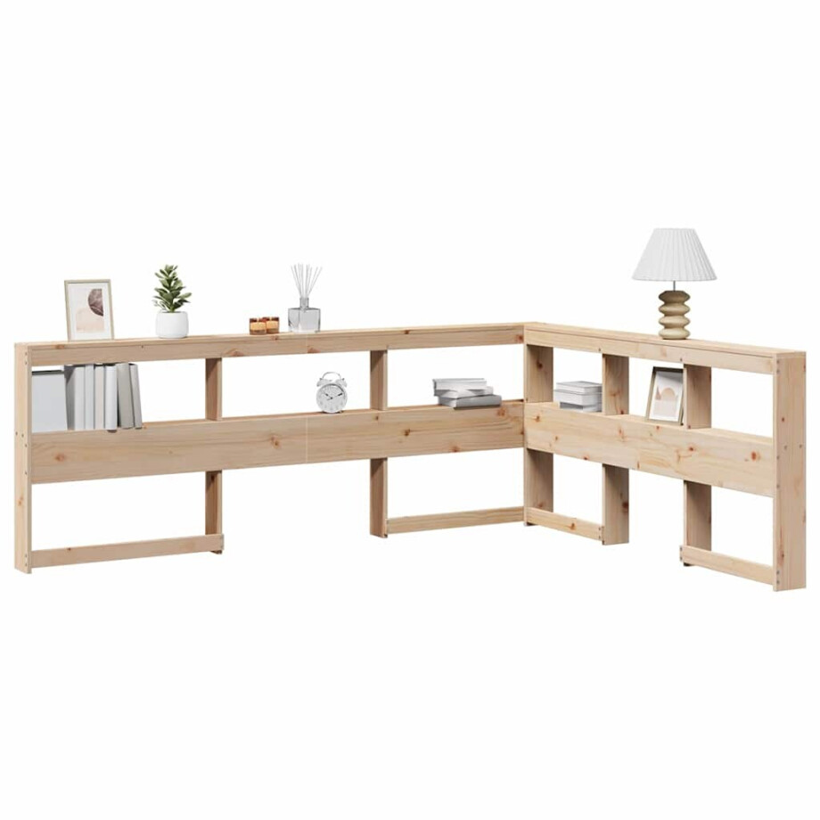 vidaXL Boekenkast Hoofdeinde L-vormig 140 cm massief grenenhout afbeelding 1