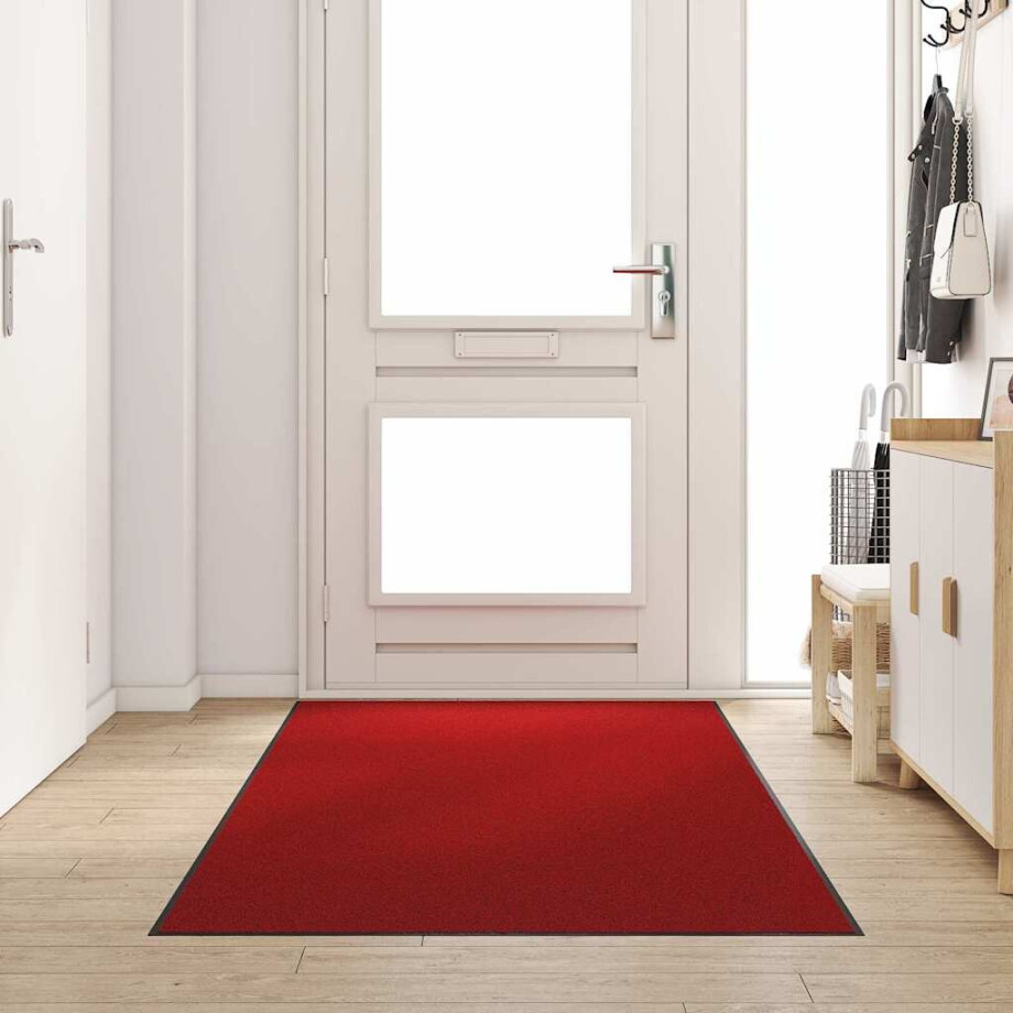 vidaXL Deurmat Anders Rood en Zwart 120 x 300 cm Polyamide en PVC afbeelding 1
