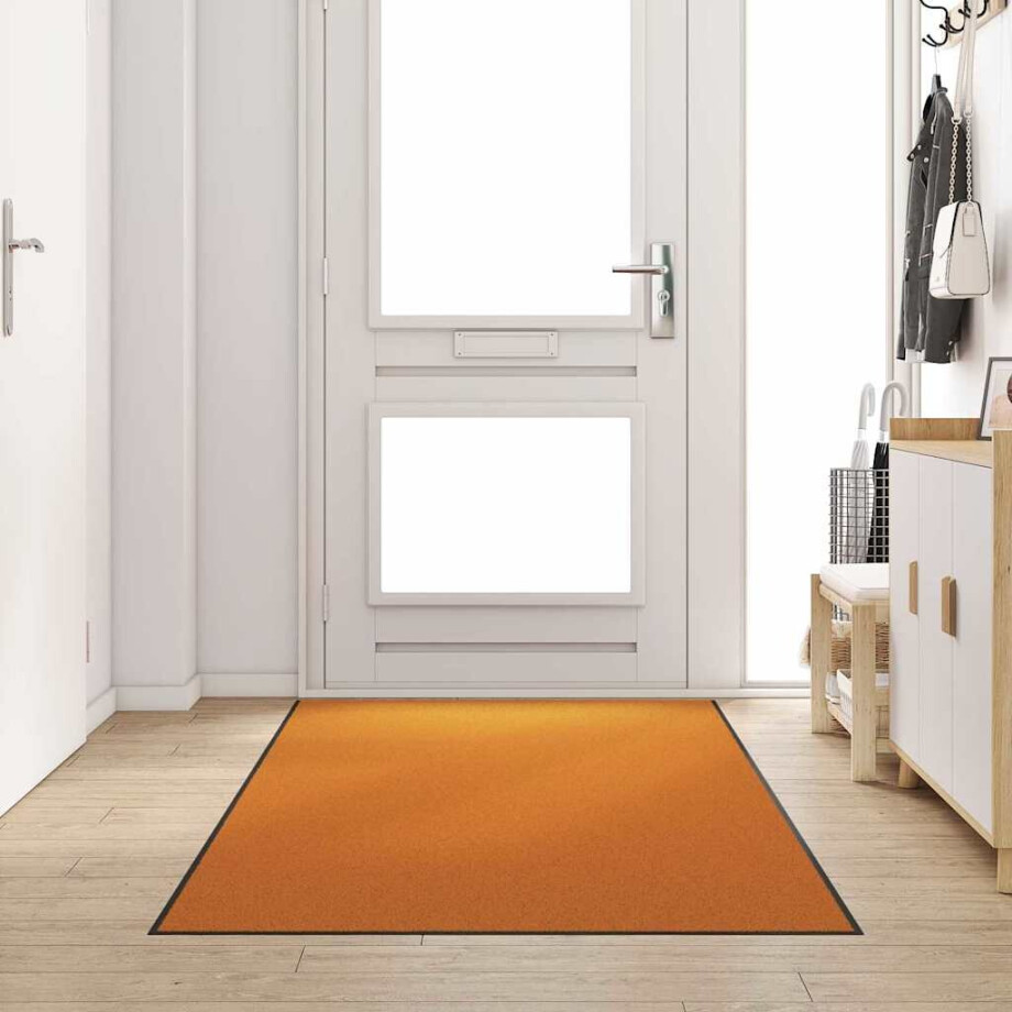 vidaXL Deurmat Anders Oranje en Zwart 120 x 300 cm Polyamide en PVC afbeelding 1