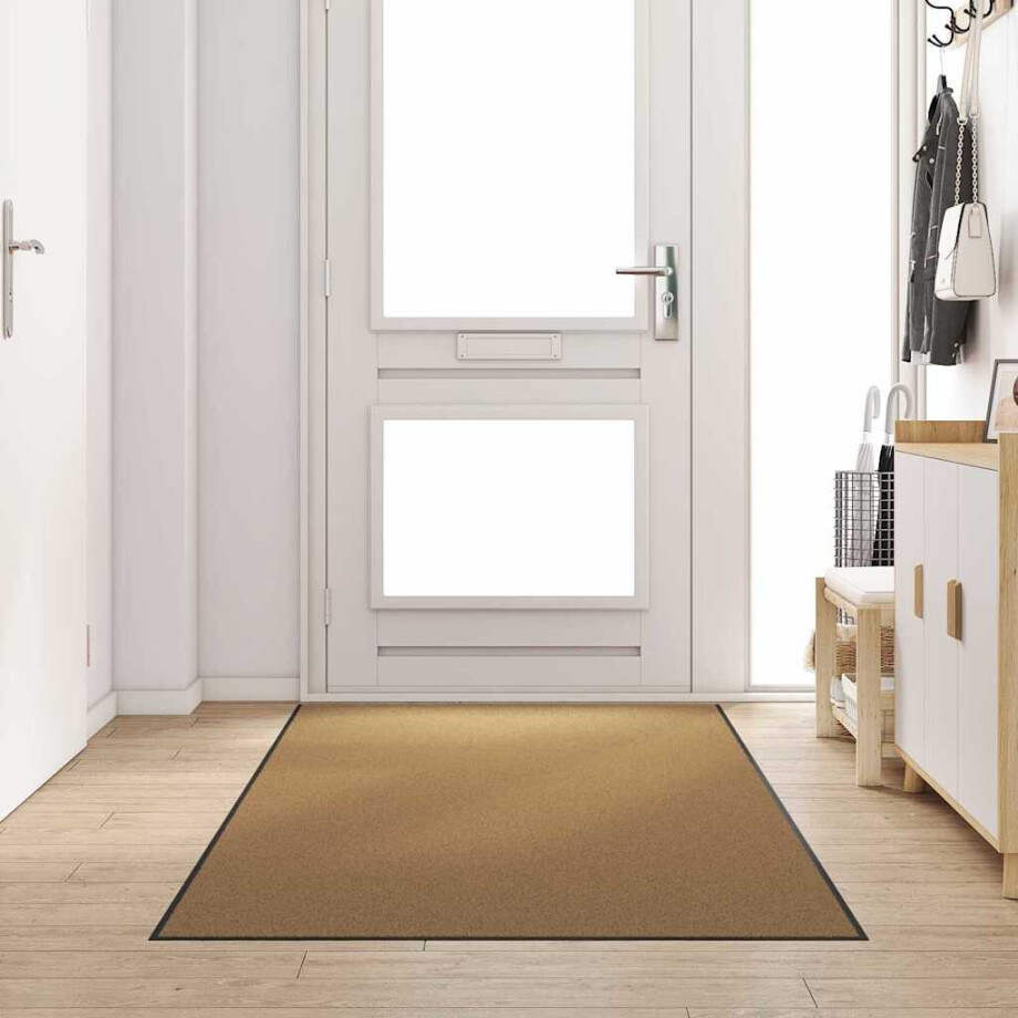 vidaXL Deurmat Anders Crème en Zwart 120 x 300 cm Polyamide en PVC afbeelding 1
