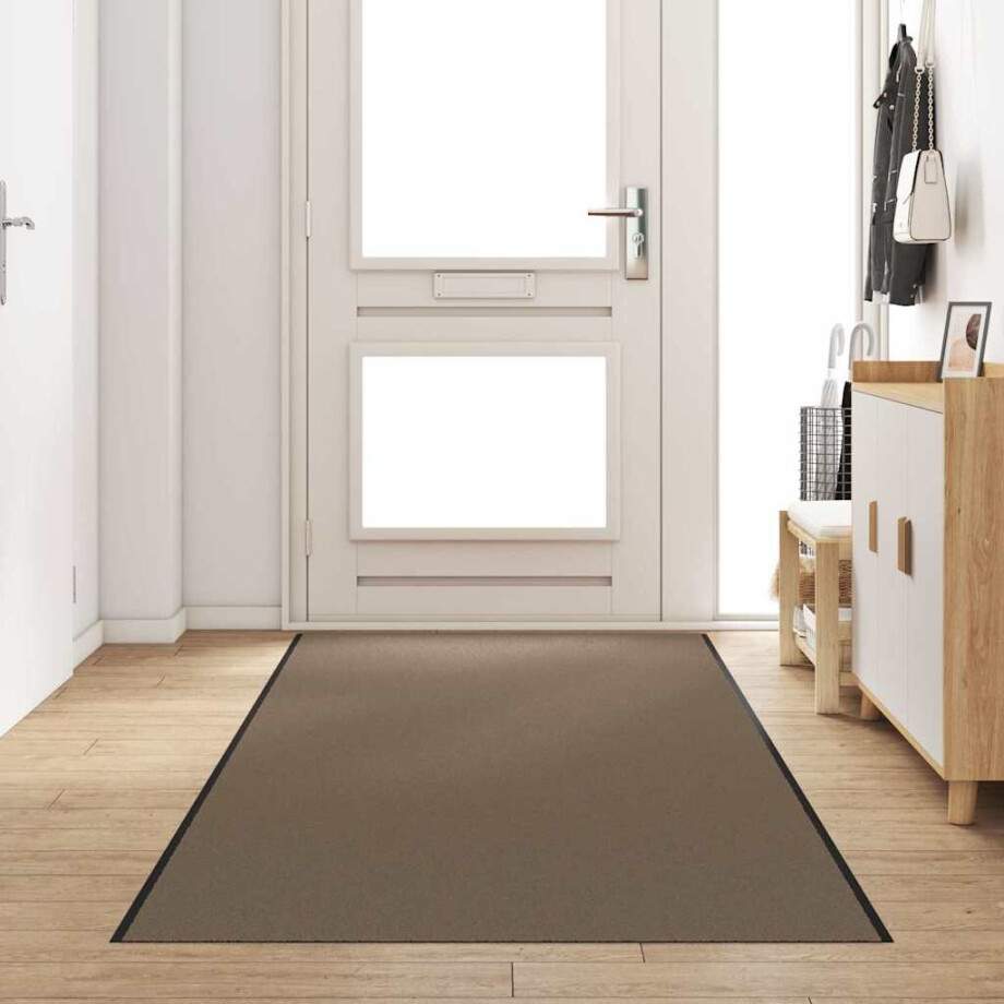vidaXL Deurmat Beige en zwart 120 x 350 cm Polypropyleen en vinyl afbeelding 1
