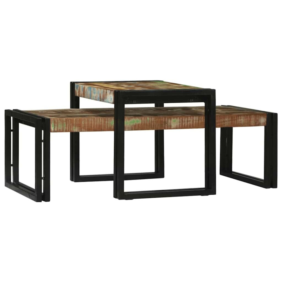 vidaXL Salontafel 2 pcs Multikleur Massief Gerecycled Hout afbeelding 1