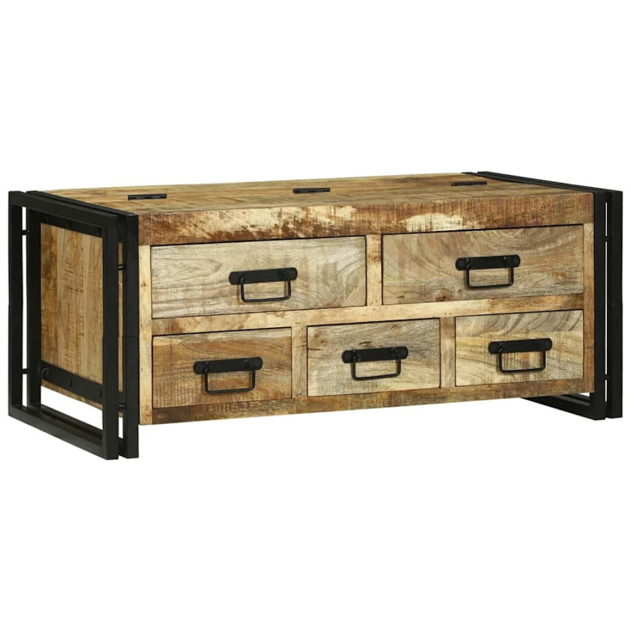 vidaXL Salontafel met lade Bruin 90 x 50 x 38 cm Massief Mango Hout afbeelding 1