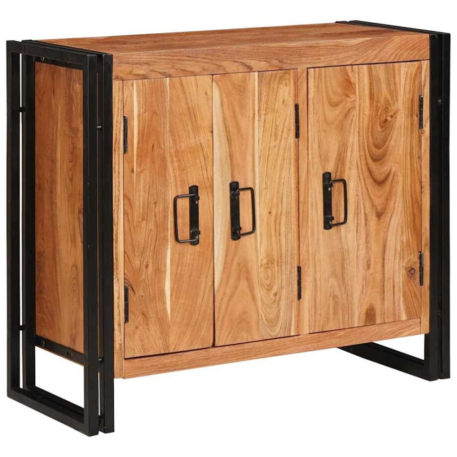 vidaXL Dressoir met deuren Bruin Massief acaciahout en metaal vidaXL Dressoir met deuren Bruin Massief acaciahout en metaal afbeelding 1