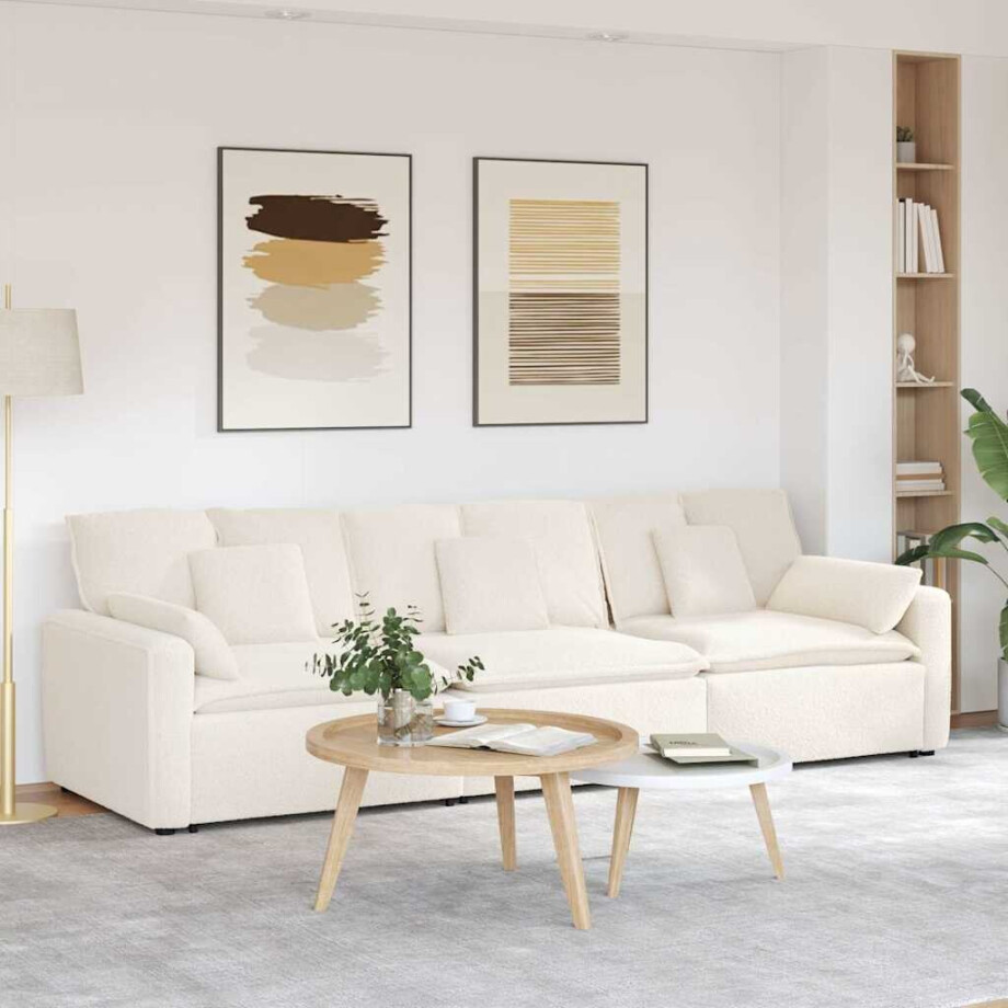 vidaXL Modulaire bank met kussens crèmekleurig vidaXL Modulaire bank met kussens crèmekleurig afbeelding 1