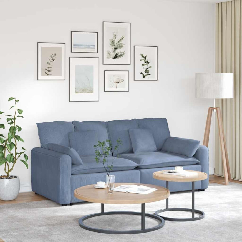 vidaXL Modulaire bank met kussens blauw afbeelding 1