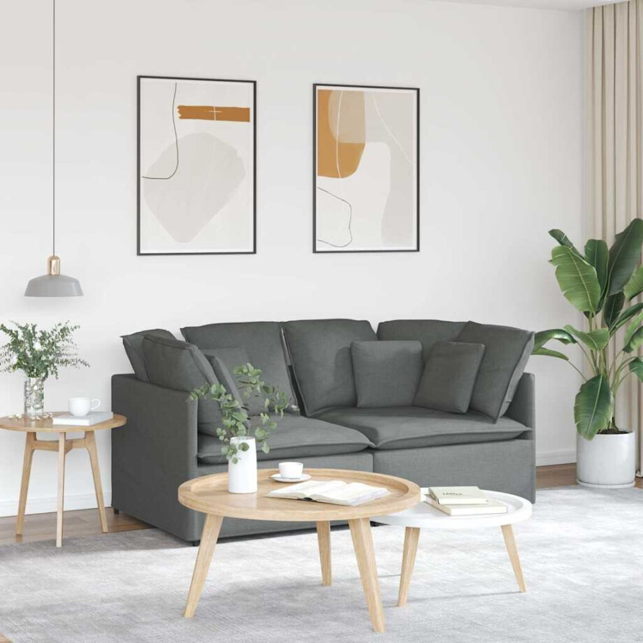 vidaXL Modulaire bank met kussens stof donkergrijs afbeelding 1