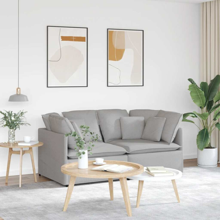 vidaXL Modulaire bank met kussens stof wolk grijs afbeelding 1