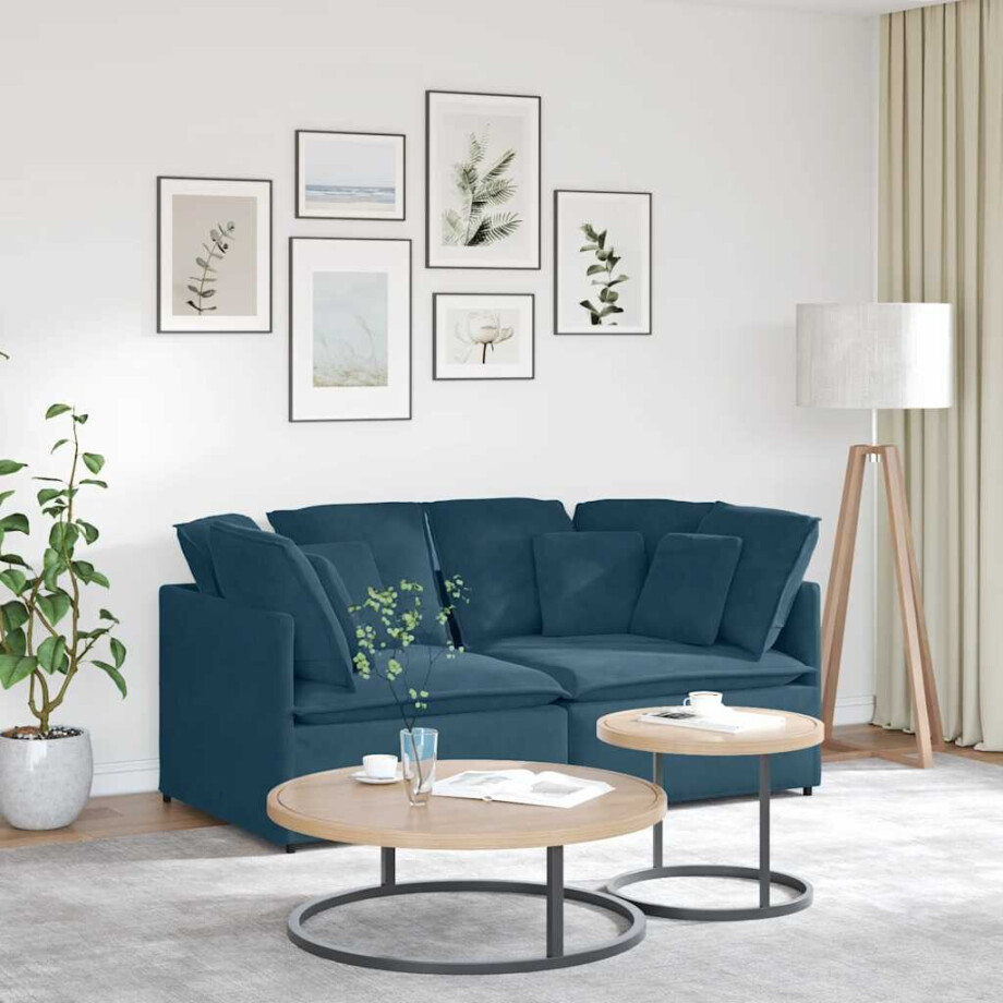 vidaXL Modulaire bank met kussens fluweel blauw vidaXL Modulaire bank met kussens fluweel blauw afbeelding 1