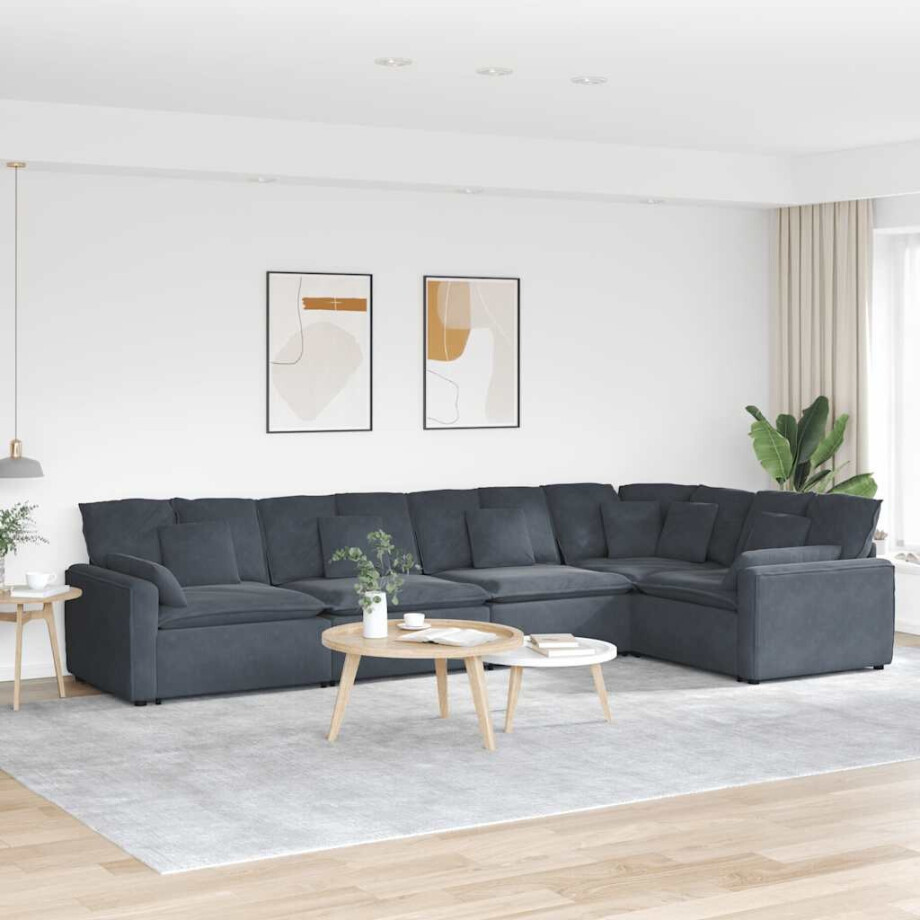 vidaXL Modulaire bank met kussens fluweel donkergrijs vidaXL Modulaire bank met kussens fluweel donkergrijs afbeelding 1