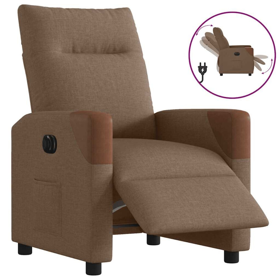 vidaXL Fauteuil verstelbaar elektrisch stof bruin afbeelding 1