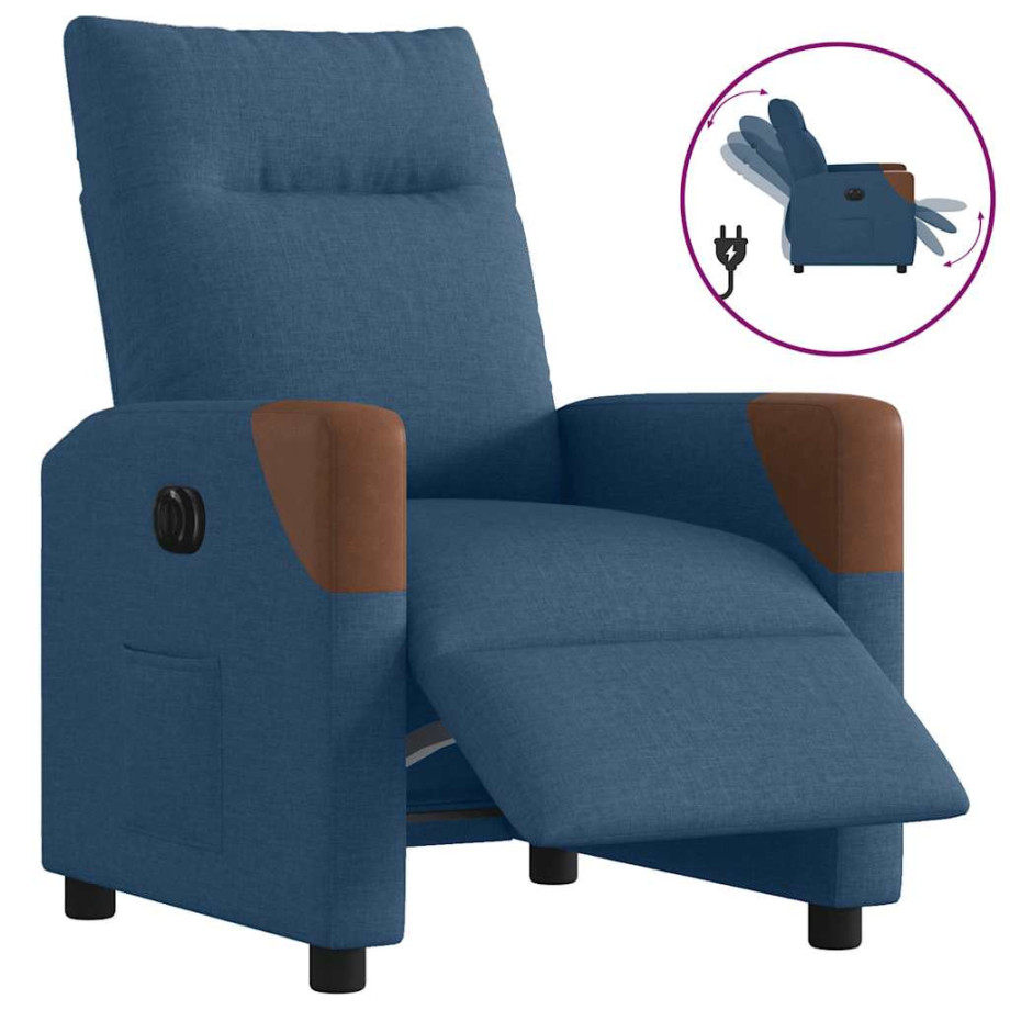 vidaXL Fauteuil elektrisch verstelbaar stof blauw afbeelding 1